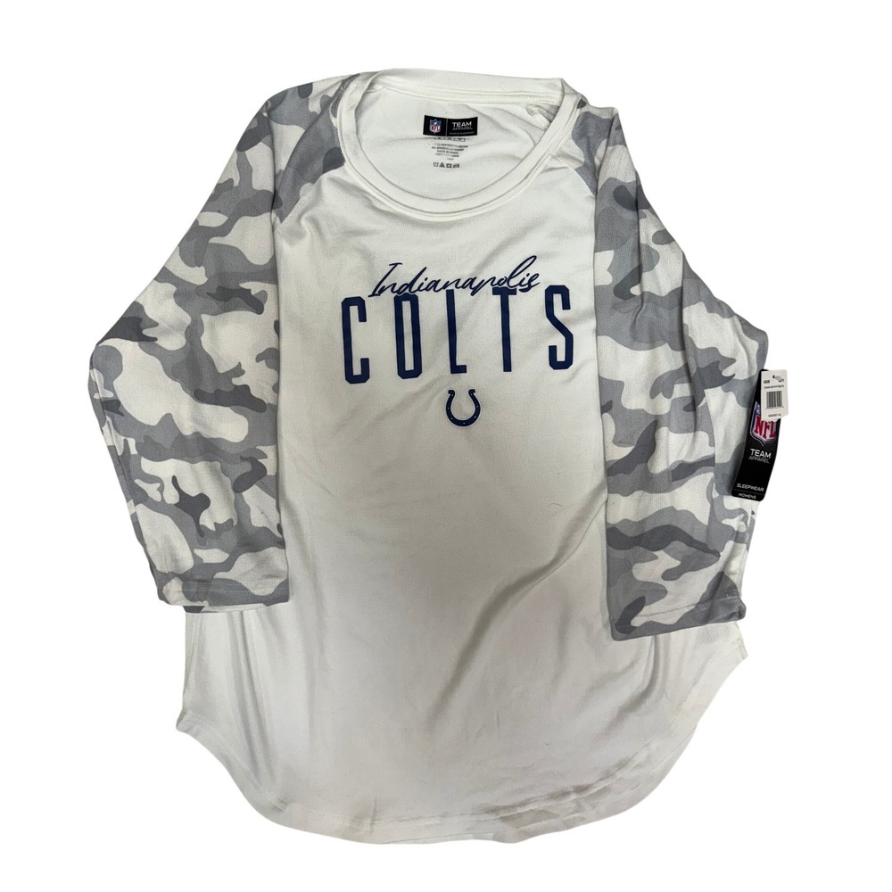 NFL Team Apparel Indianapolis Colts Womens XL Camo Raglan 3/4 Sleeve Sleep Top